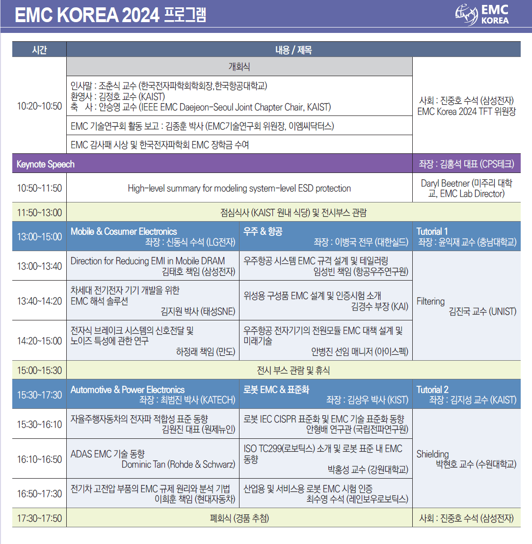 EMC Korea 2024 프로그램 진행표